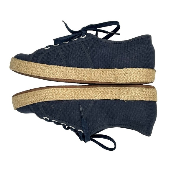 SUPERGA COTROPEU 2750 NAVY CANVAS BURLAP RUBBER SOLE LOW TOP SNEAKERS - Picture 6 of 9